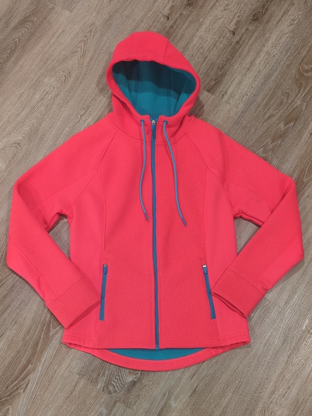🩷🩵Swiss Tech Women's Bright Pink & Teal Hooded Zip Jacket size S/CH (4-6)🩷🩵